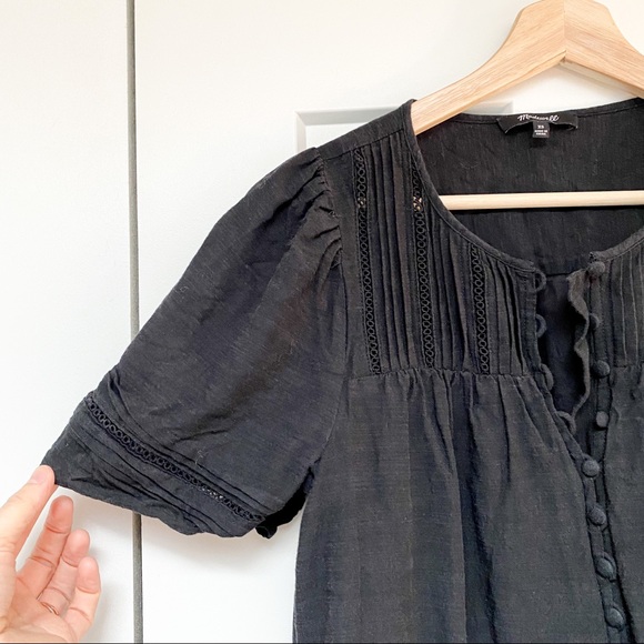 Madewell Pleated Botton Front Shift Dress black size XS - Picture 7 of 11